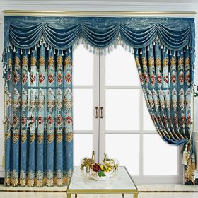 Modern Style Living Room European Hollow Embroidery Curtains Thickened Velvet Bedroom Light-proof French Windows 2-piece Set