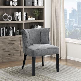 Foam Cushion Seat 1pc Accent Chair Curved Back Charcoal Fabric Upholstered Espresso Finish Legs Modern Home Furniture