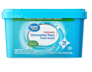 Great Value Automatic Dishwasher Pacs, Fresh Scent, 37.1 oz, 78 Count