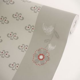 Floral Gray Border - Vinyl Self-Adhesive Wallpaper Prepasted Wall stickers Wall Decor (Roll)