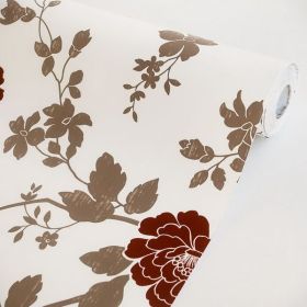 Crimson Peony-1 - Vinyl Self-Adhesive Wallpaper Prepasted Wall stickers Wall Decor (Roll)