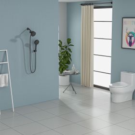 4.7in. Wall Mount Dual Round Multi Function ABS Rainfall Shower Head With 8-mode Handheld Spray Set