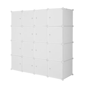 Cube Organizer Stackable Plastic Cube Storage Shelves Design Multifunctional Modular Closet Cabinet with Hanging Rod RT