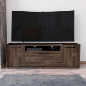 Tv Stand for TV��s up 55" Dext, One Cabinet, Double Door, Dark Walnut Finish