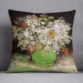 Vase with Zinnias and Other Flowers by Van Gogh Cushion
