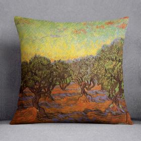 Olive Grove Orange Sky by Van Gogh Cushion