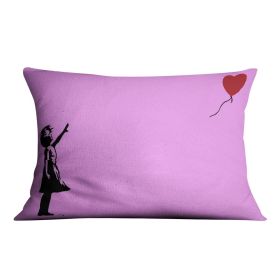 Banksy Balloon Heart Girl Purple Cushion