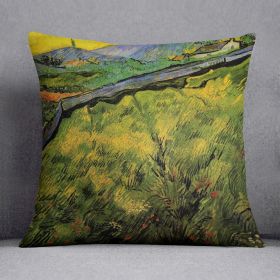 Field of Spring Wheat at Sunrise by Van Gogh Cushion