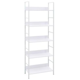 5-Layer Book Shelf White 23.6"x10.9"x62.4" Engineered Wood
