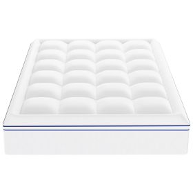VEVOR Mattress Topper Fiber Fill Detachable & Washable Queen Size 1 in Thickness