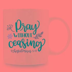 1pc 11oz Ceramic Coffee Mug - "Pray Without Ceasing" Inspirational Design with Floral Accents, Perfect for Home,