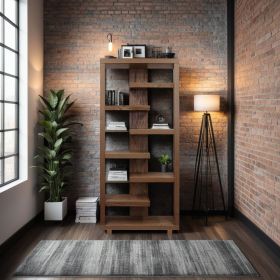 Laurel Canyon 80 inch high Bookshelf, No Assembly Required, Oak Bourbon Finish