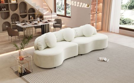 103.5" Modern Living Room Sofa Lamb Velvet Upholstered Couch Furniture for Home or Office(Old SKU:SG000860AAA), Beige