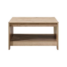 31.5 in. Black Oak Square Wood Coffee Table