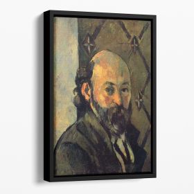 Self-portrait in front of wallpaper by Cezanne Floating Framed Canvas